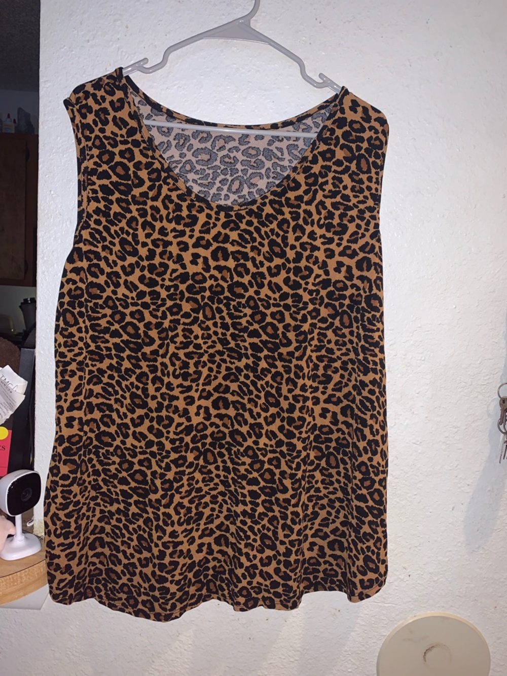 Sleeveless Leopard Print Tank Top - Brown/Black